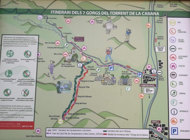 mapa ruta dels 7 gorgs